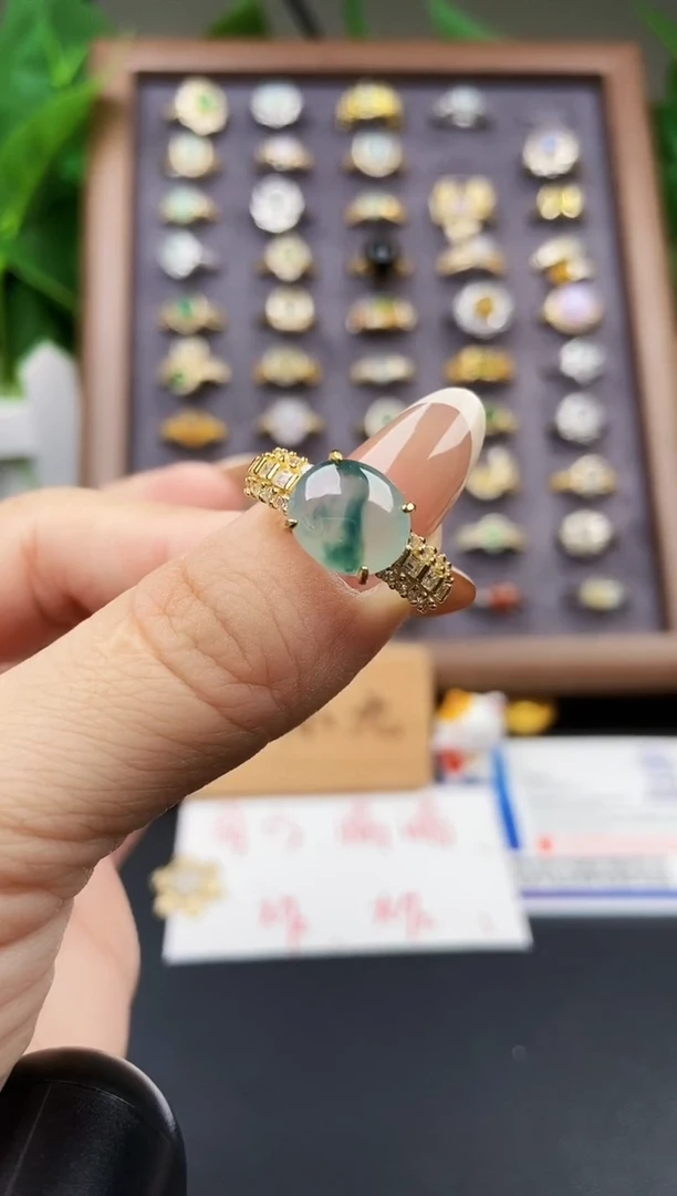 银S925镶嵌戒指翡翠12