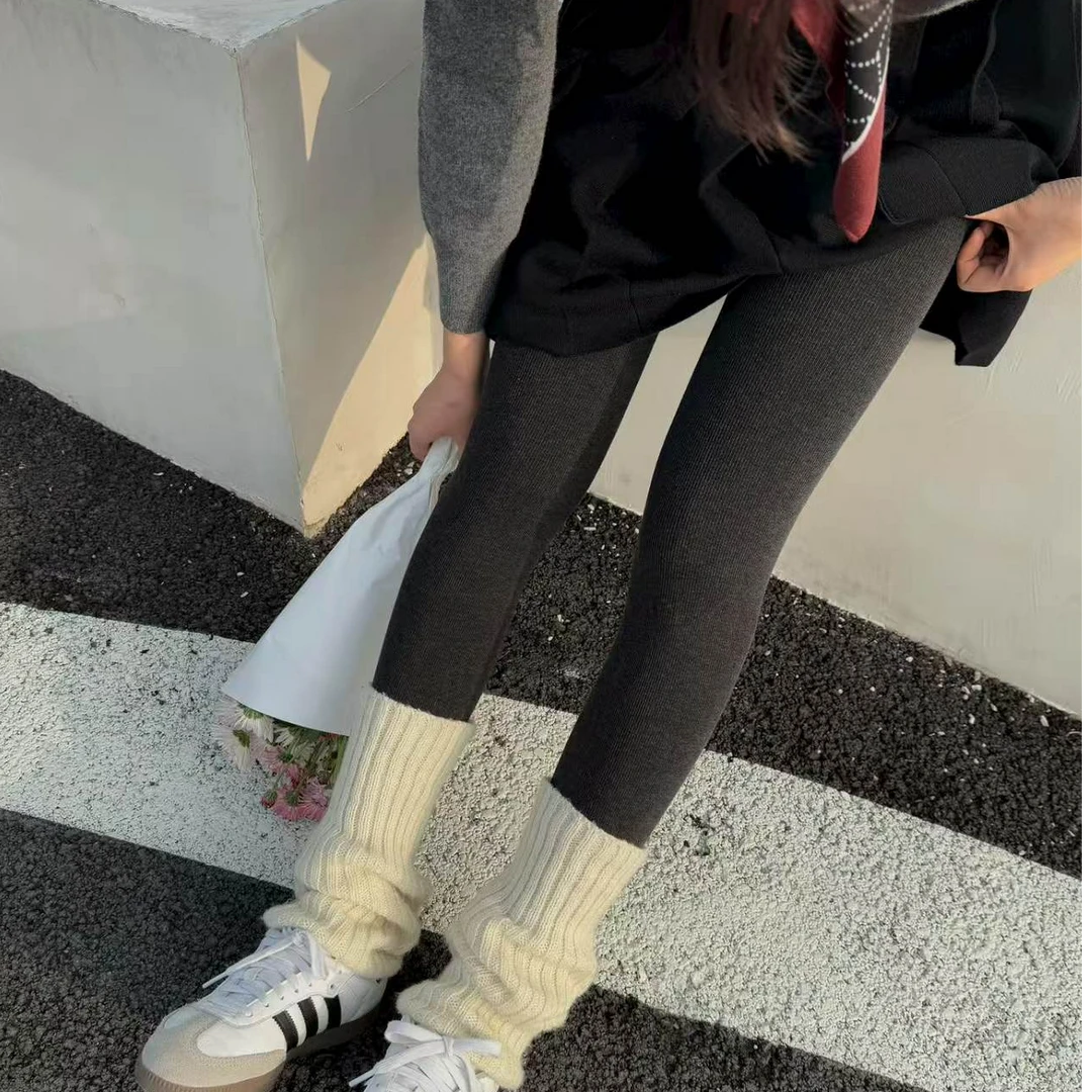 保暖极简风长裤百搭显瘦磨毛打底裤保暖裤外穿弹力黑色