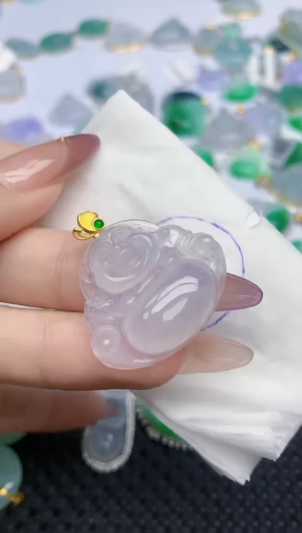 翡翠18K金镶嵌颈饰512   天然翡翠A货  百元以上9米证书费自理