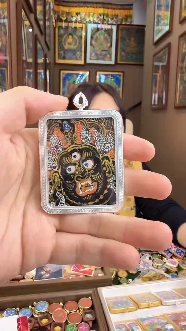 吊坠黑财神-热贡纯手绘唐卡