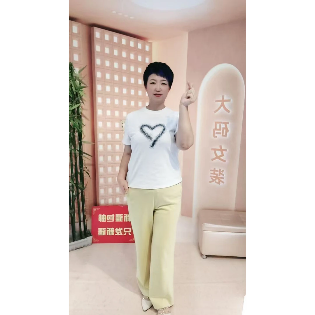 8927桃心彩色爆款棉T短袖针织时尚休闲百搭修身圆领