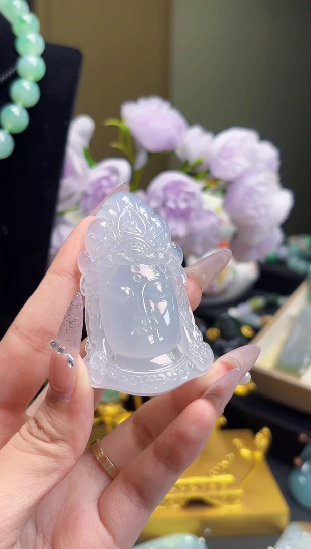 翡翠未镶嵌颈饰观音(分2单付