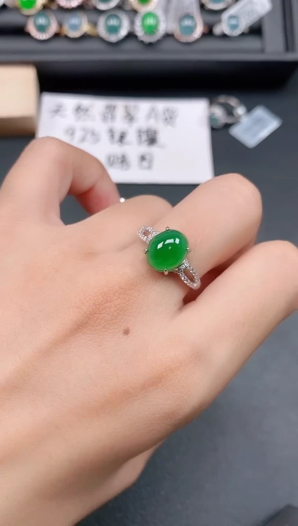 银S925镶嵌戒指翡翠11111