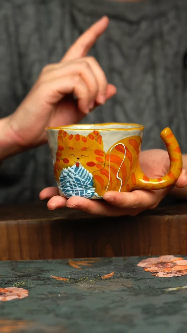 杯釉下彩手工手绘同款陶器