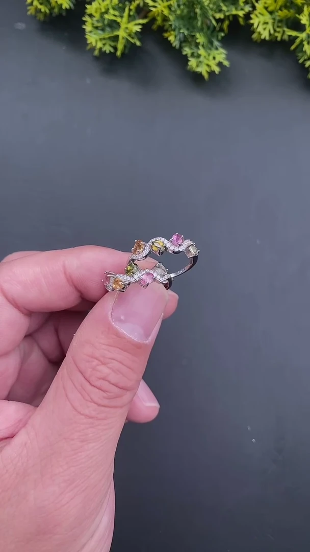 【闪购商品】碧玺戒指银S925镶嵌新号福利