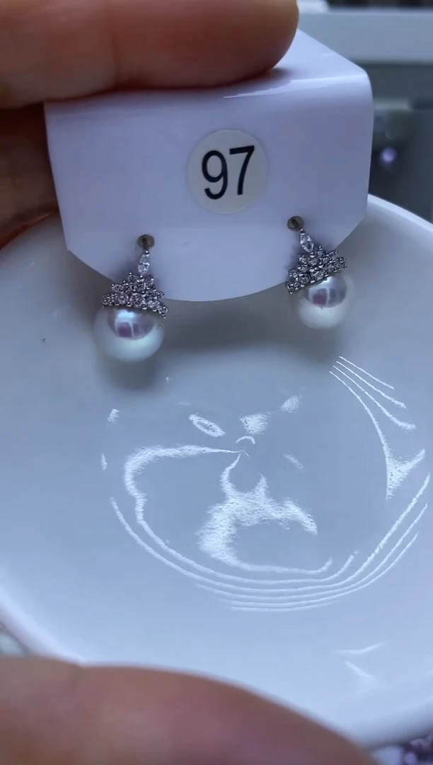 银S925镶嵌淡水珍珠耳饰97