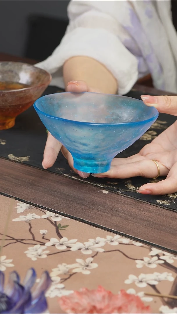 手工艺品琉璃织*蓝色建盏