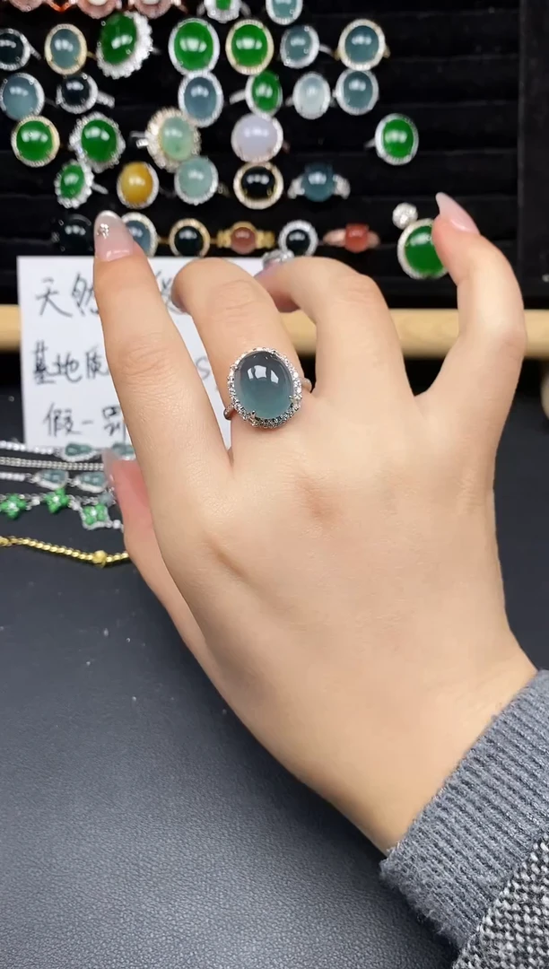 银S925镶嵌戒指翡翠58358