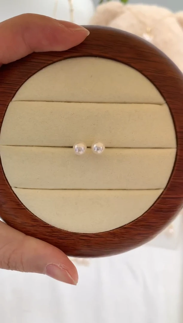 【闪购商品】海水珍珠耳饰18K金镶嵌5.5-6极光素钉