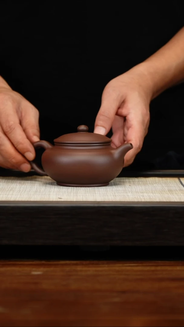 茶壶紫砂老紫泥扁古