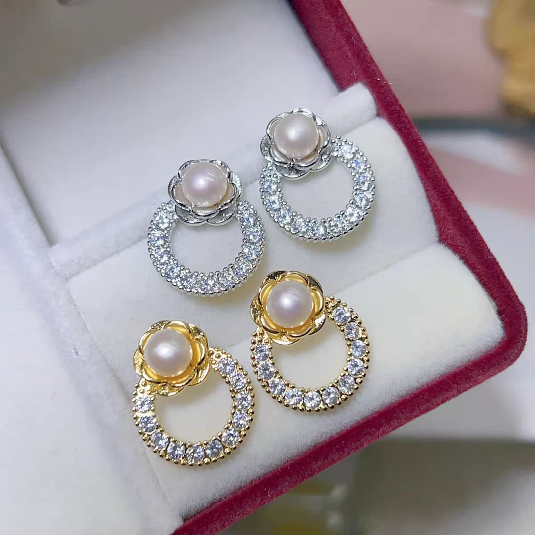 真品天然淡水珍珠气质轻奢时尚百搭复古法式简约经典白色珍珠耳饰