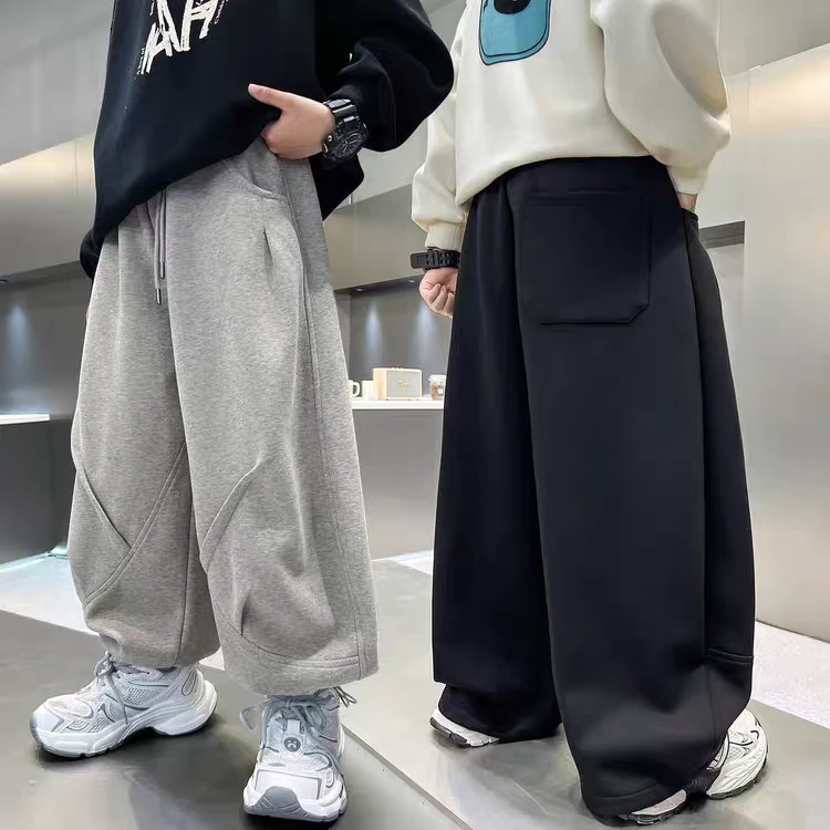 男童裤子春秋款2025新款儿童秋装宽松阔腿裤男孩秋季休闲卫裤帅气