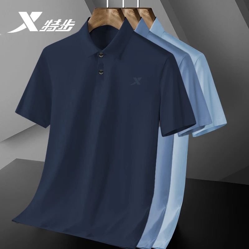 特步男款POLO衫男士休闲户外运动透气t恤速干商务夏季冰丝半袖男