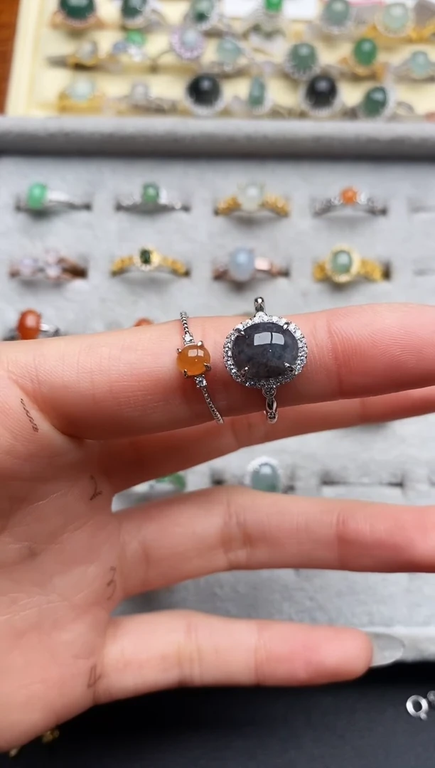 【闪购商品】翡翠戒指银S925镶嵌33333333+6