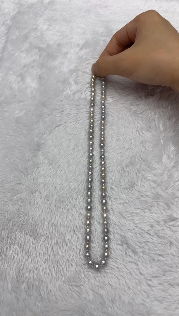 海水珍珠银S925镶嵌项链AK真多麻6-6.5mm（多样性发一）