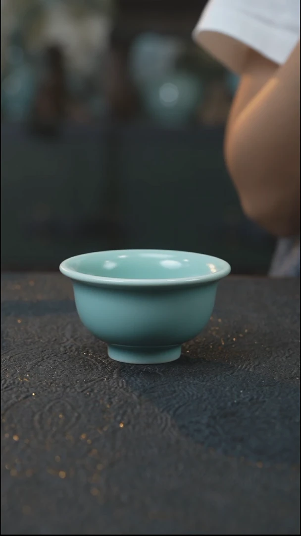 压手杯 汝瓷 （拾汝）（淡天青）