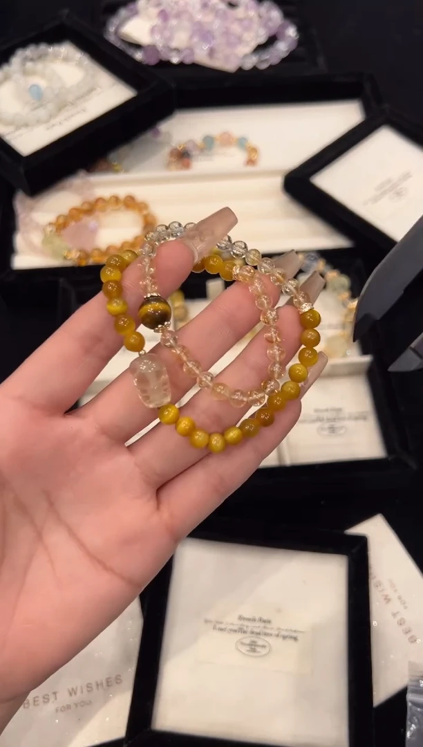 【闪购商品】水晶手链合金金虎眼双圈手链x786