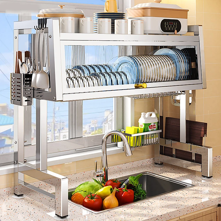 不锈钢厨房水槽置物架台面碗碟收纳架多功能洗碗架水池沥水架家用