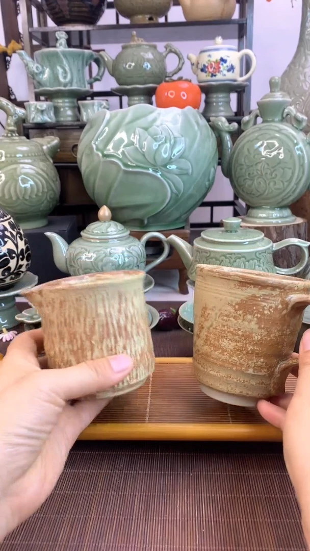 耀州窑手工公道杯 主人杯两只