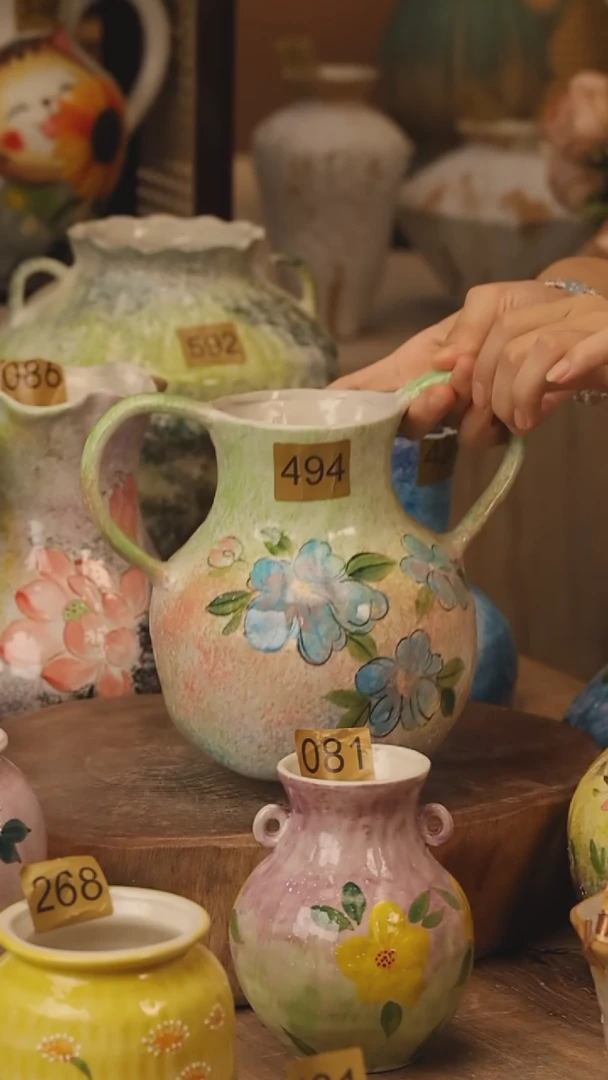 陶瓷494景德镇设计师手作花器摆件侘寂风