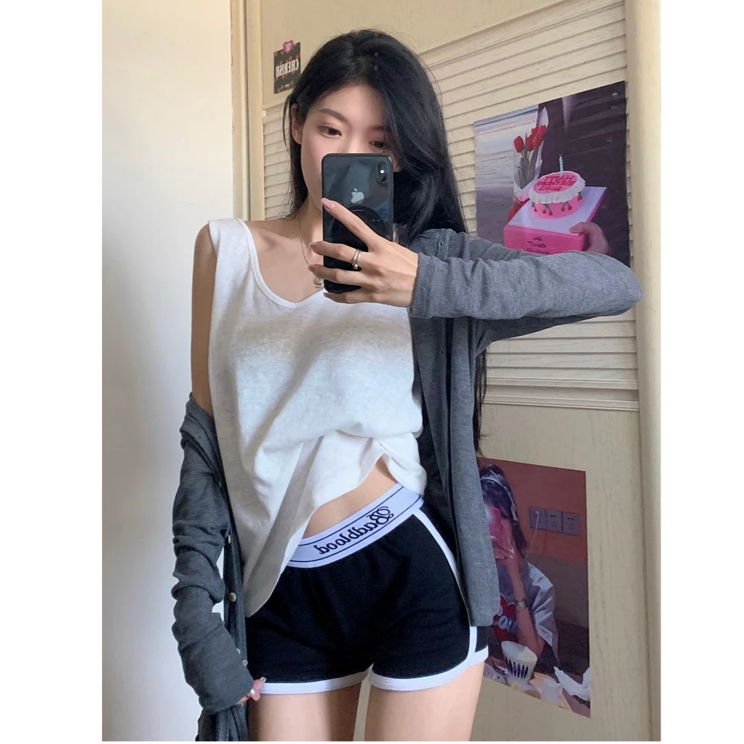 3520（单件背心）大码女装胖MM百搭白色薄款宽松背心T恤上衣2751