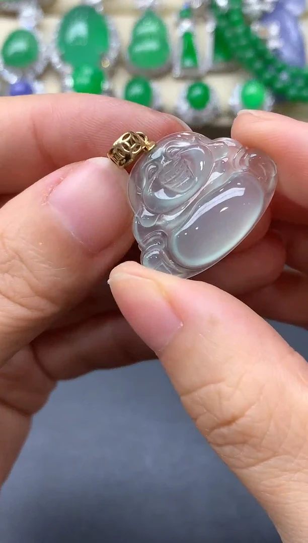 颈饰18K金镶嵌翡翠444-中国好珍宝