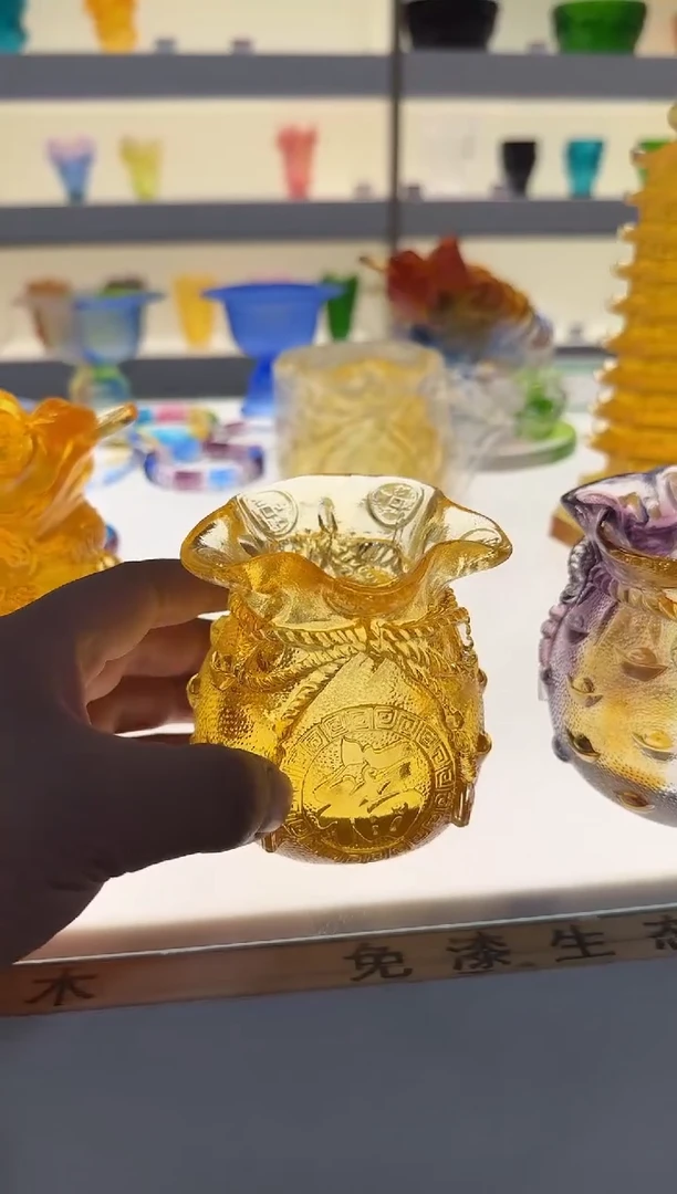 手工艺品琉璃金色钱袋子