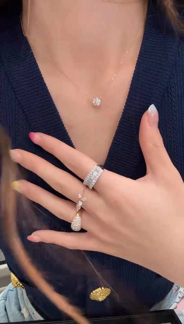 实验室培育钻石18K金镶嵌项链L 1克拉六爪项链