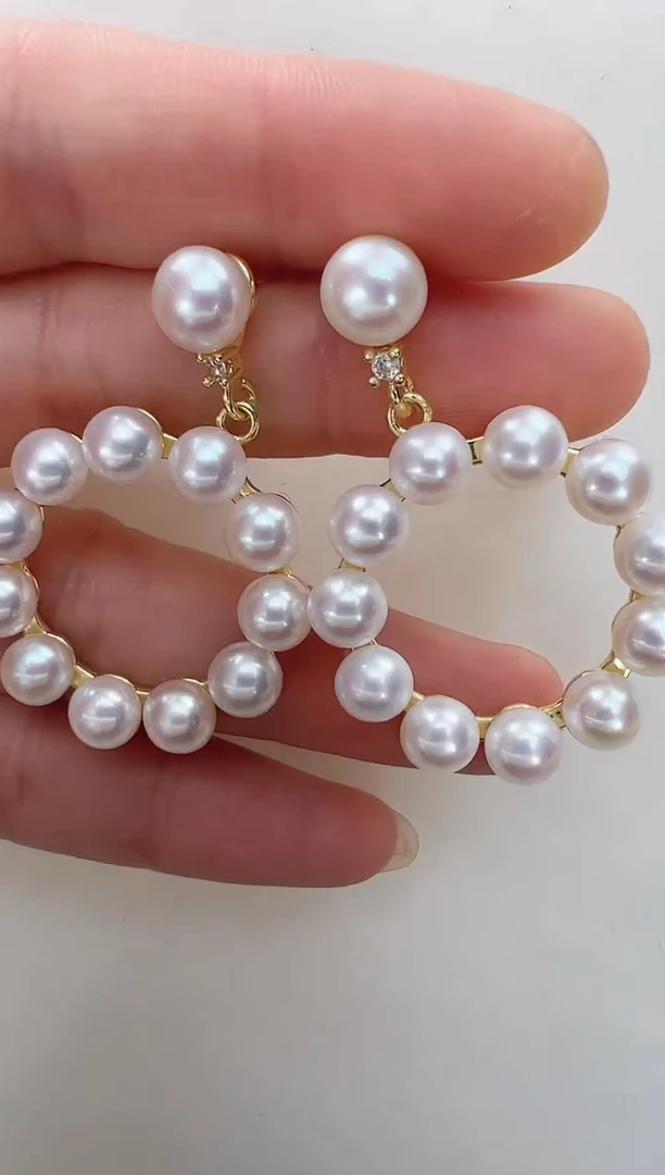 【闪购商品】淡水珍珠耳饰合金金色12珠