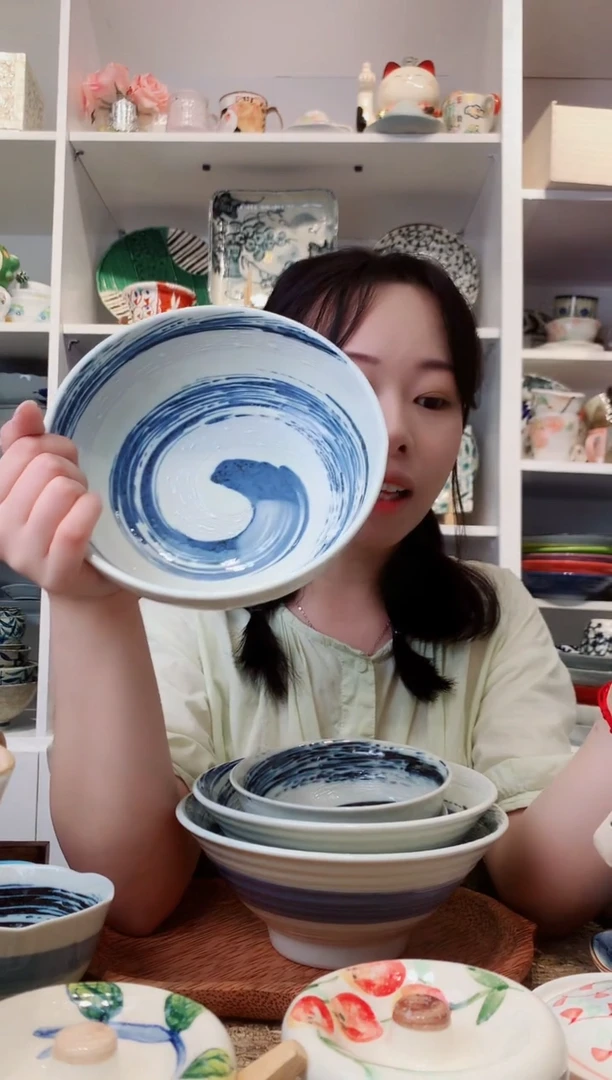 陶瓷美浓烧风吹清流钵17.5cm