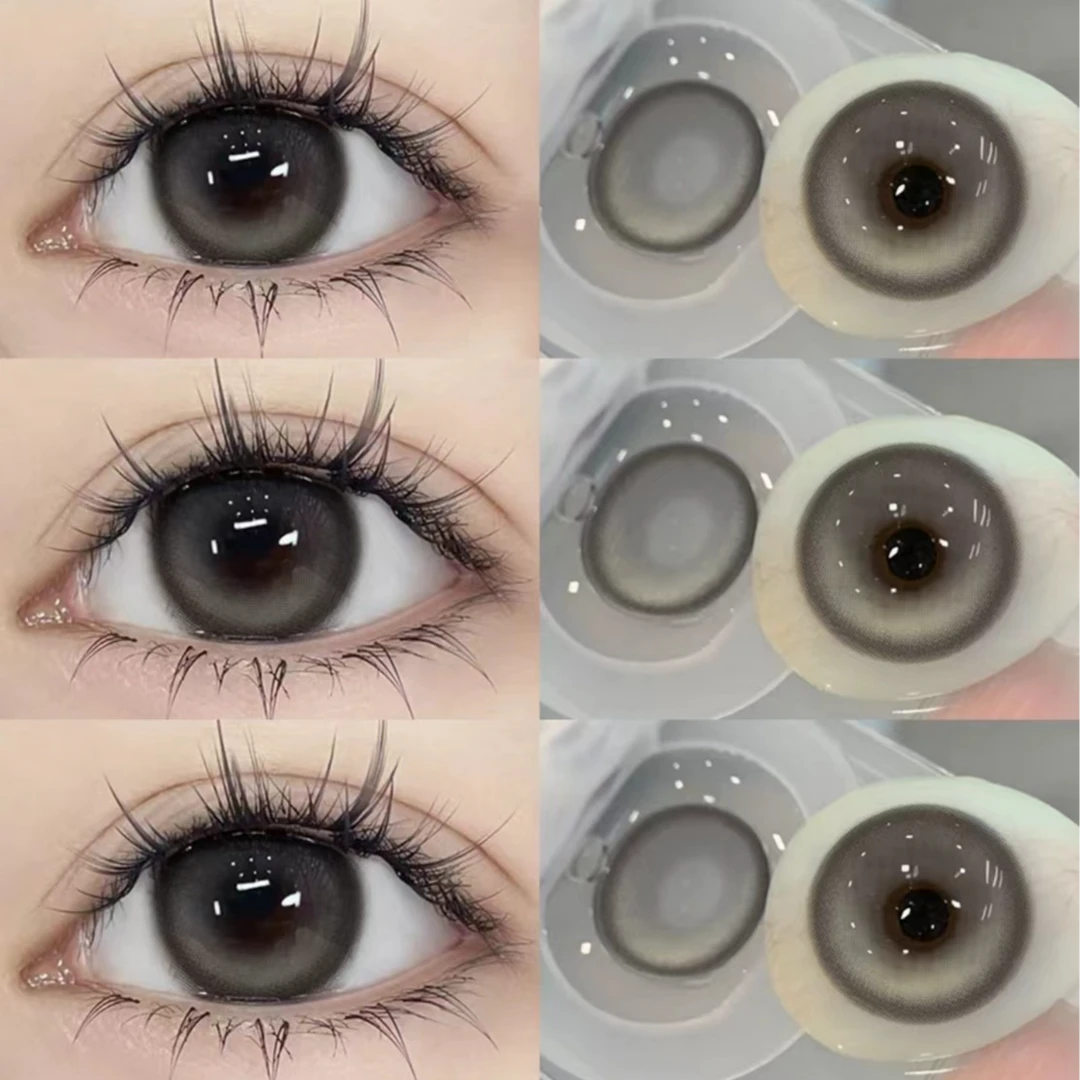 OVOLOOK甜酷高光奶油大直径灰色辣妹美瞳半年抛近视隐形眼镜T2