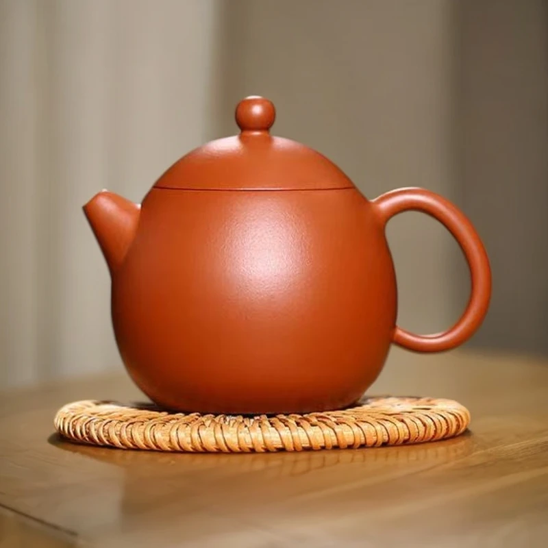 潮州朱泥手拉壶龙蛋壶手工功夫茶壶家用冲罐泡茶容量110毫升