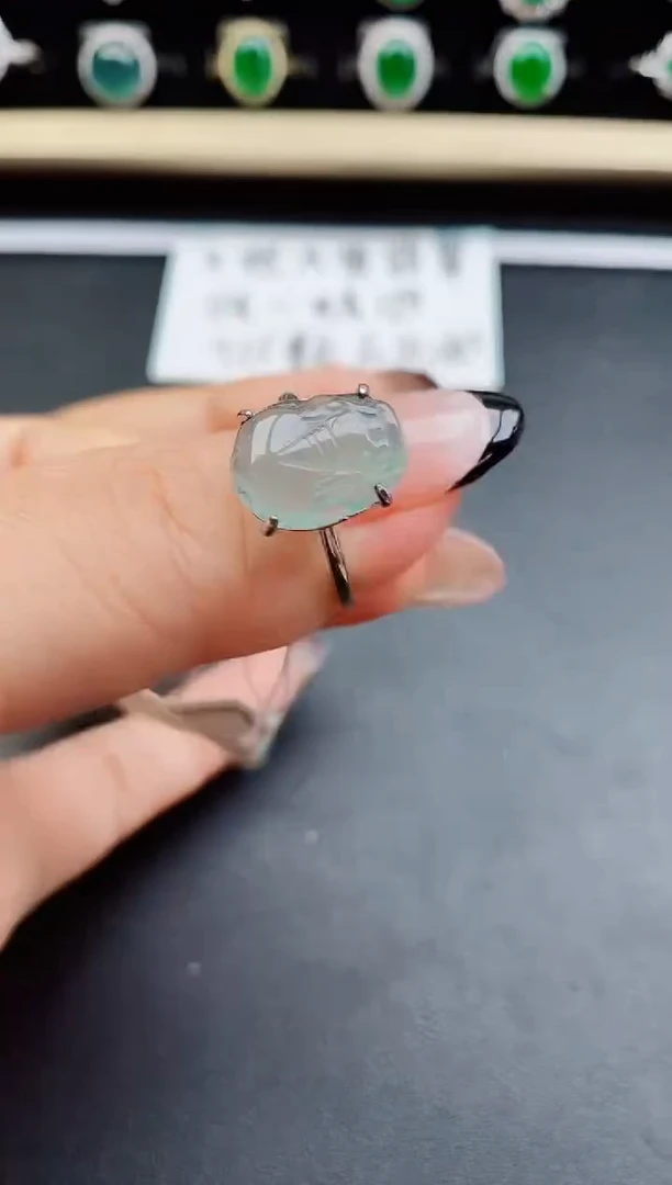 翡翠戒指银S925镶嵌058700