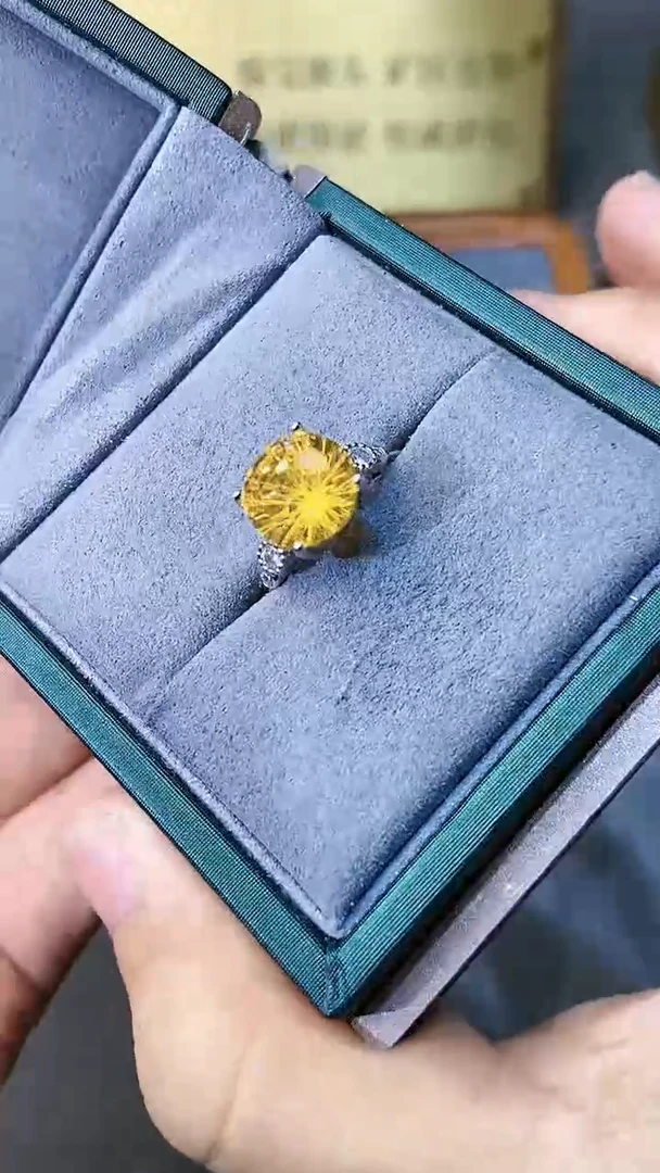 【闪购商品】黄晶戒指银S925镶嵌5615