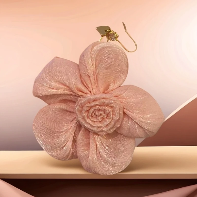 钛钢耳饰 法式超仙合金花朵耳饰夸张设计时尚百搭度假风女耳环