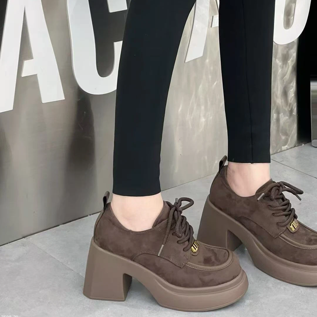 【红姐推荐】8CM英伦风2025早春复古平增高厚底小皮鞋7588-79