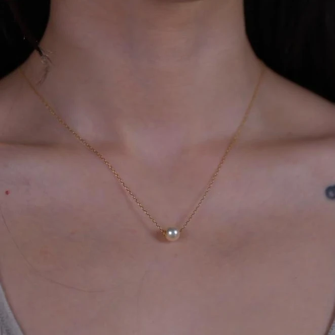 QY10001丨海水Akoya珍珠 7-8mm 羽皇金路路通吊坠 （赠银链）