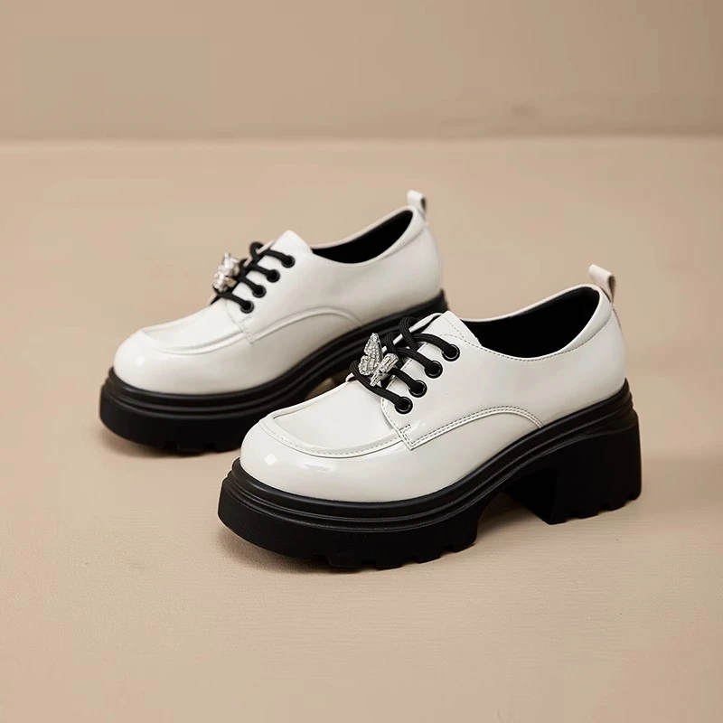 CB-611厚底英伦风乐福鞋女新款小个子高跟增高小皮鞋单鞋