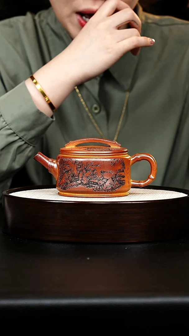 茶壶紫砂竹节汉瓦