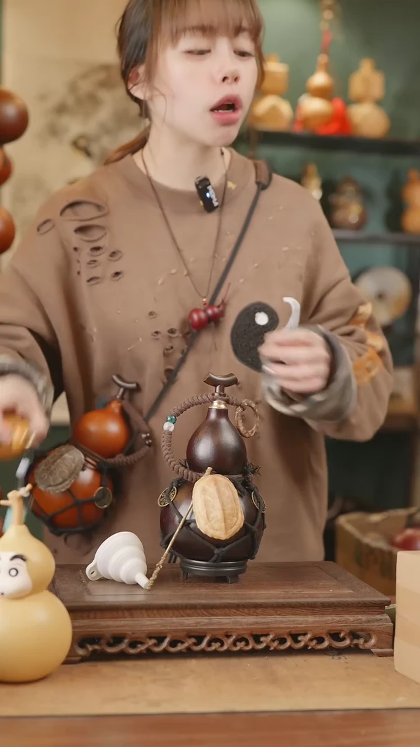 【闪购商品】52号精品天然大漆工艺防渗内胆酒葫芦~