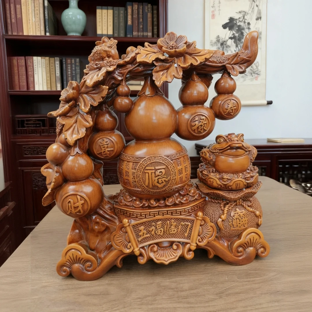 五福如意摆件CX葫芦摆件创意电视柜乔迁新居装饰工艺品摆件