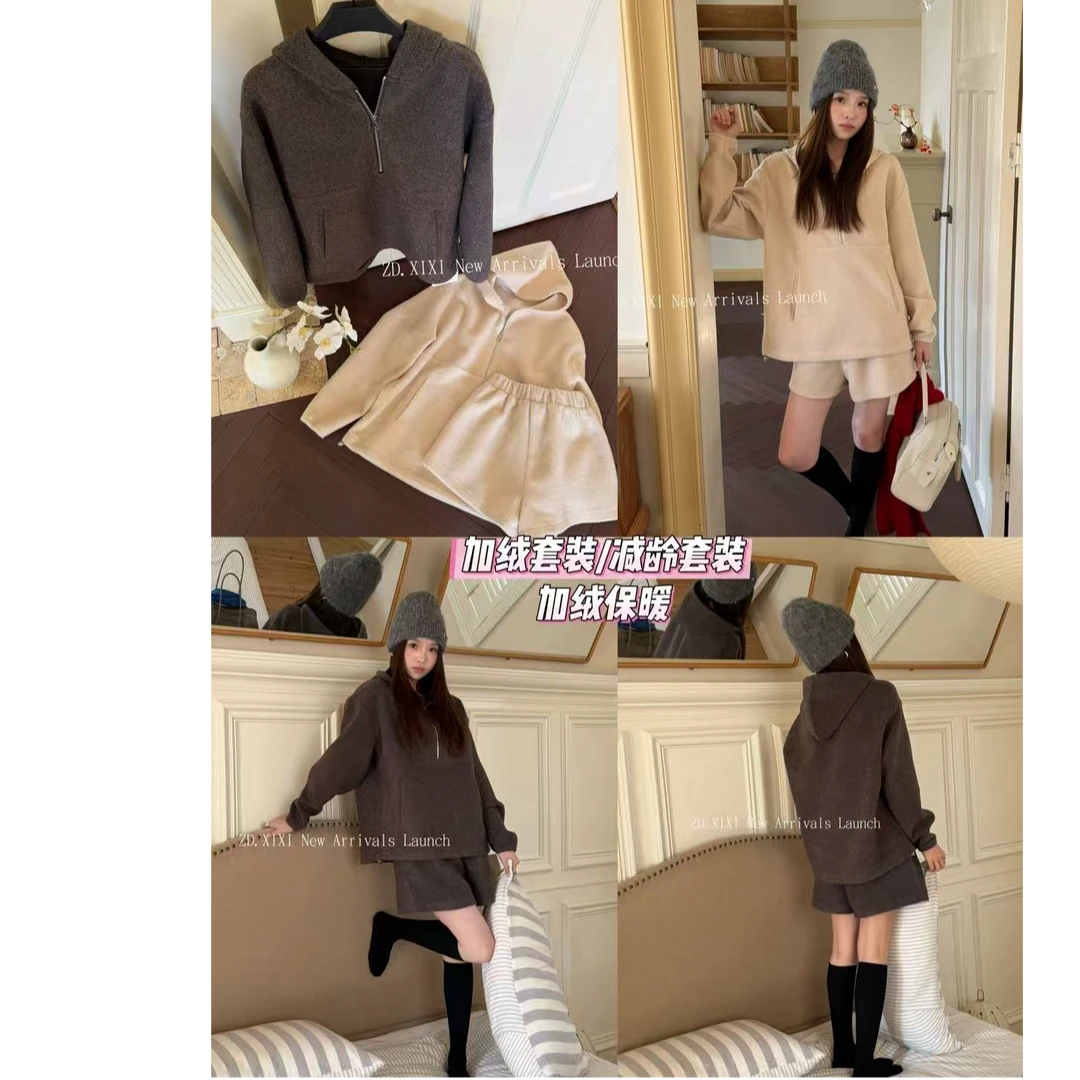 6217•连帽套装 TZ# 东大门颗粒绒连帽卫衣套装•