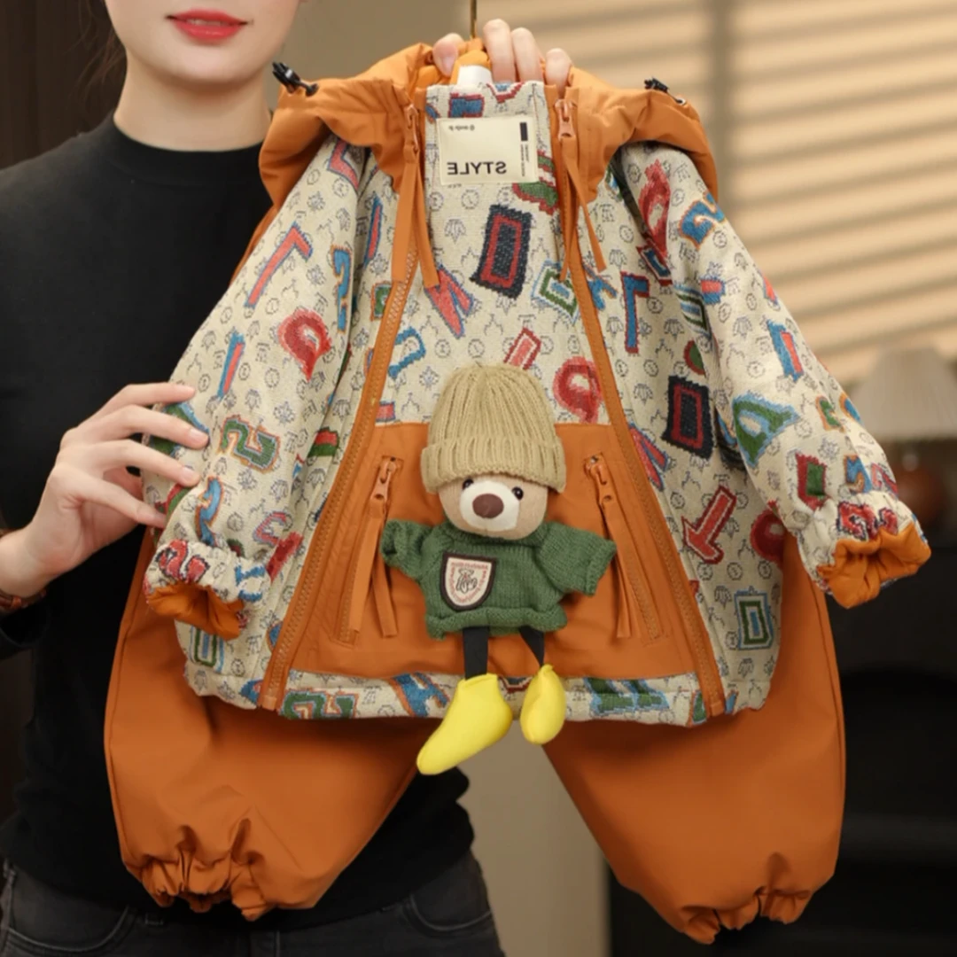 【现货】2025春秋季儿童新款韩版时尚可爱加棉休闲套装39298