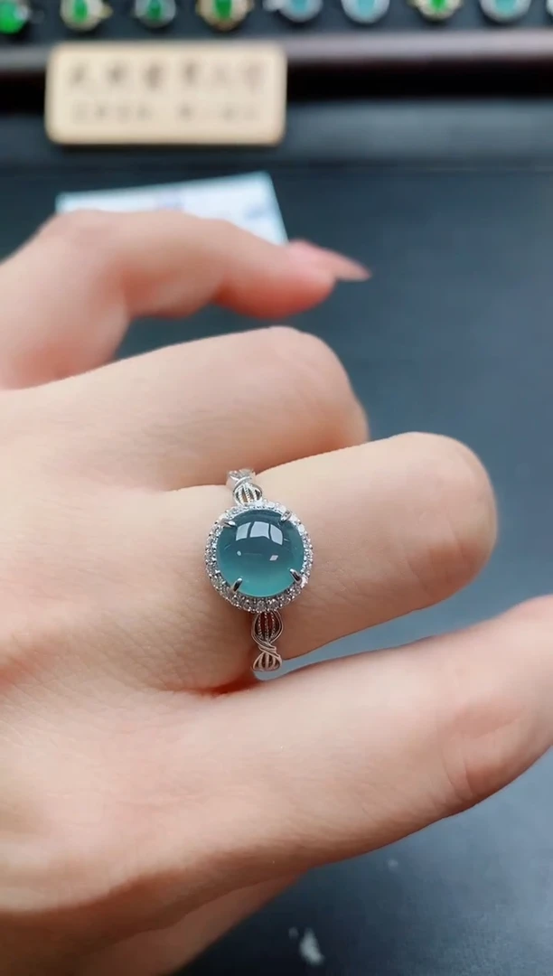 银S925镶嵌戒指翡翠1