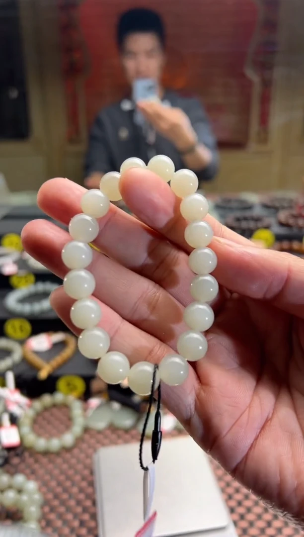 【闪购商品】和田玉手串未镶嵌且末料青白玉手串卡10