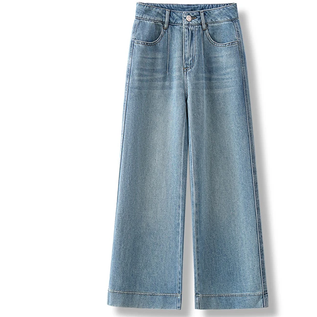 【甲】LL12孤品窄版阔腿裤今年流行蓝色直筒裤【默认微瑕介意慎拍】