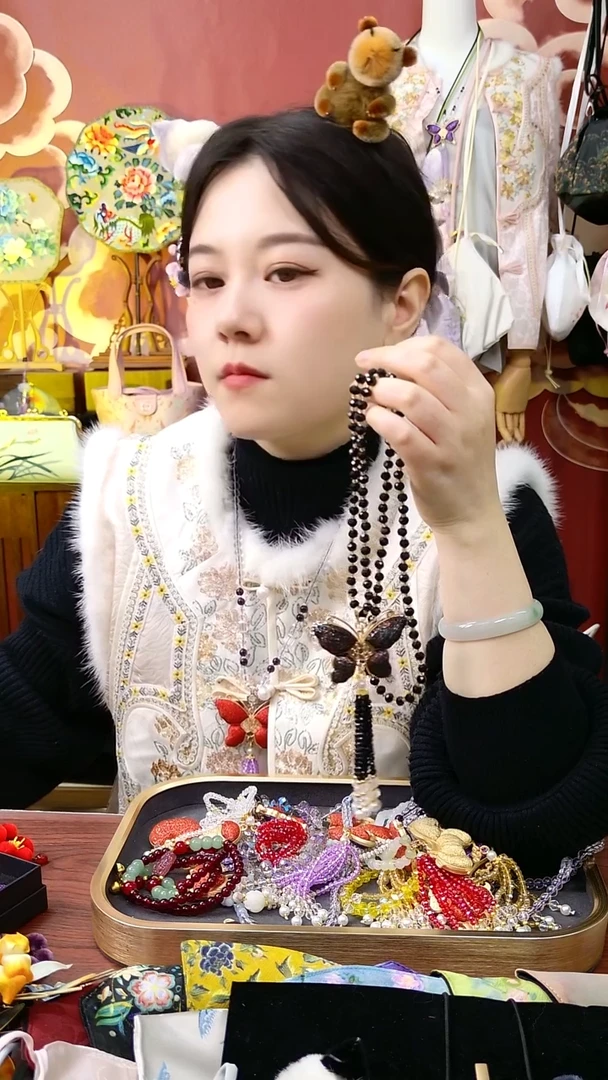 纯铜合金琉璃缂丝毛衣链