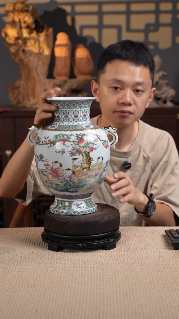 摆件WN问泥景德镇陶瓷花瓶摆件