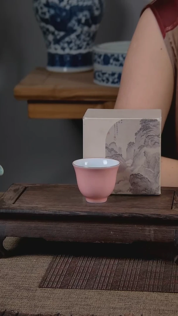 杯折葵非器手工手绘芭比粉