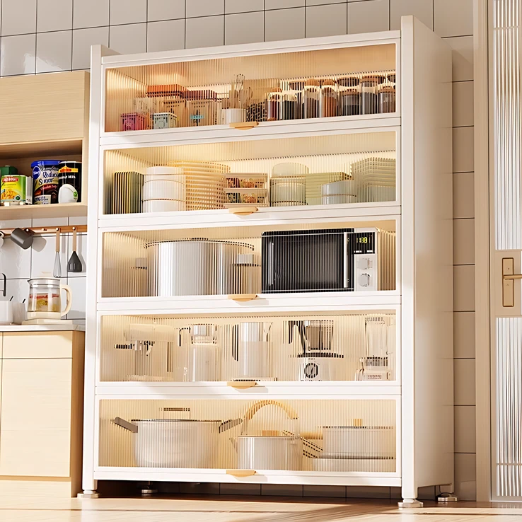 新款置物柜靠墙一体柜厨房橱柜碗柜储物柜置物柜一体靠墙轻奢包邮